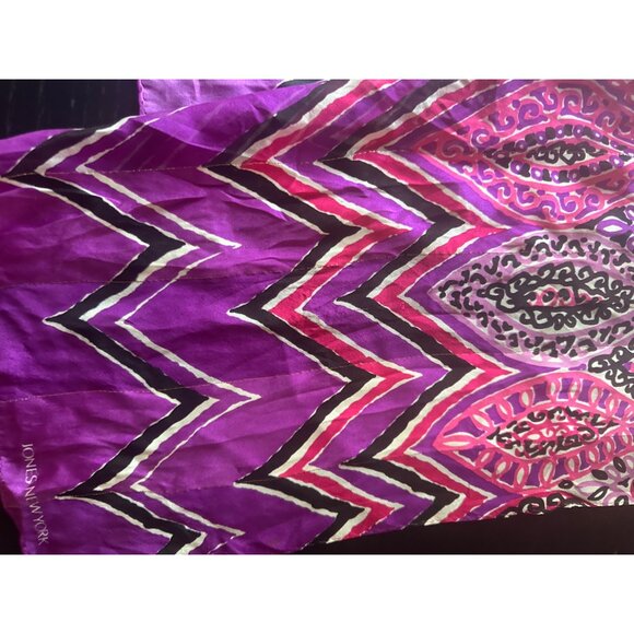 Jones New York Pink Purple Abstract Pink Silk Scarf - Picture 2 of 6
